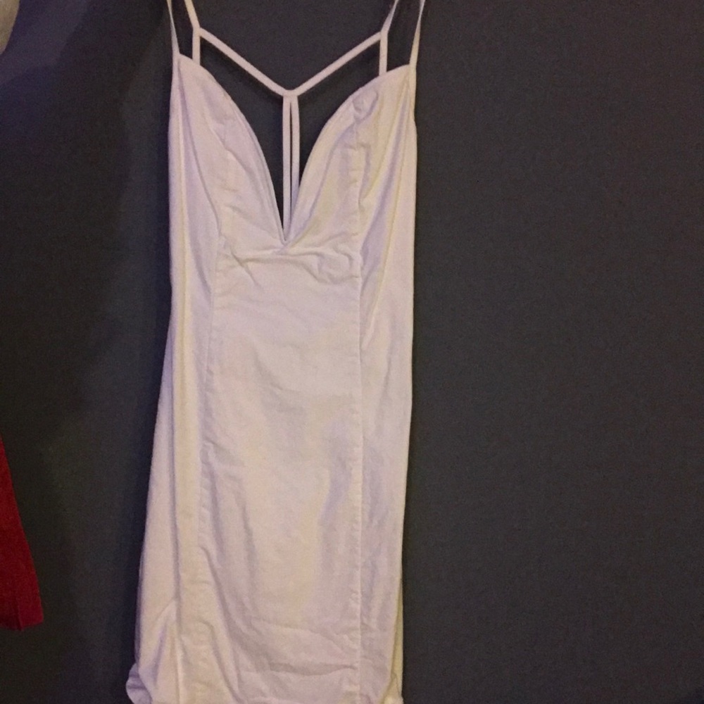 White Bodycon Dress with deep sweetheart neck
